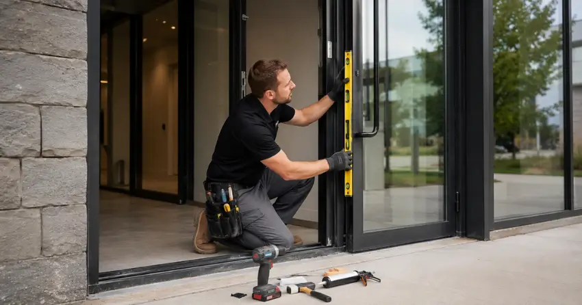 commercial glass door frame installation Gasline, Port Colborne