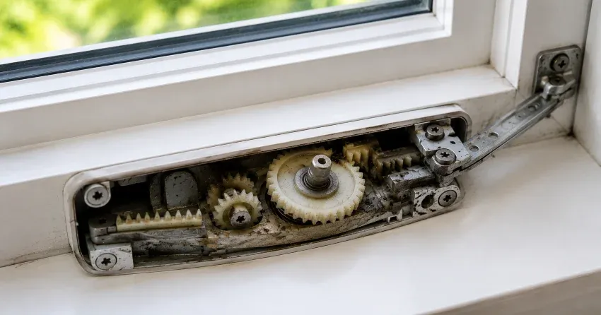 technician replacing casement window crank operator in Cedar Bay, Port Colborne home
