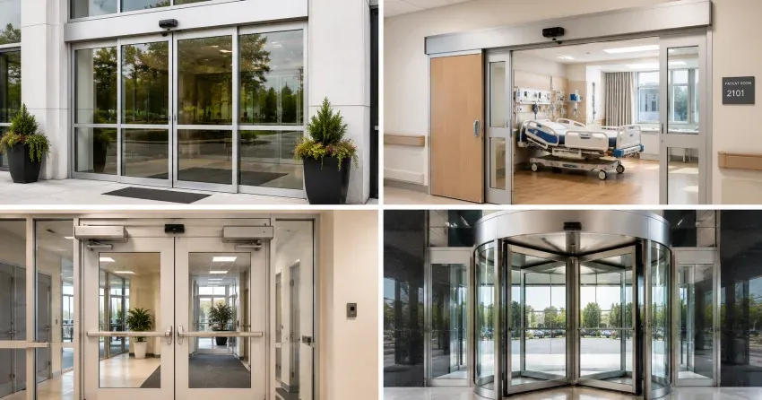 automatic door services technician completing system diagnostic in Port Colborne