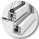 Detail of the welded corner and the air chambers that insulate the frame